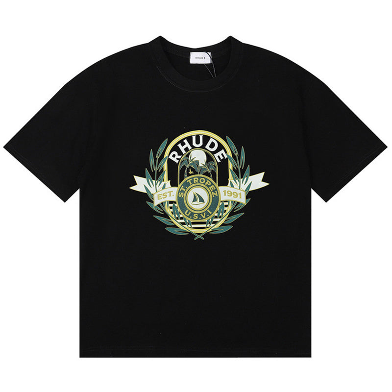 RHUDE Men's Cotton T-Shirt – Black / Apricot / White