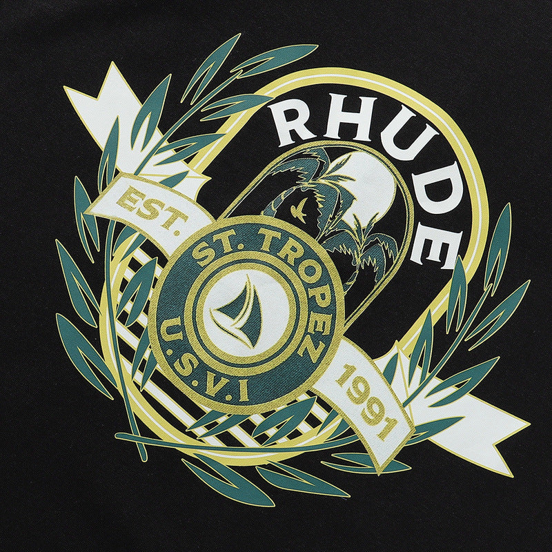 RHUDE Men's Cotton T-Shirt – Black / Apricot / White