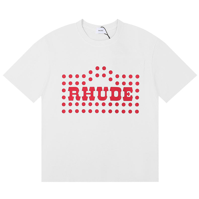 RHUDE Flocked Burnout T-Shirt – White / Apricot / Black