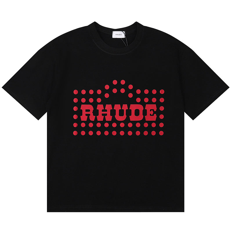 RHUDE Flocked Burnout T-Shirt – White / Apricot / Black