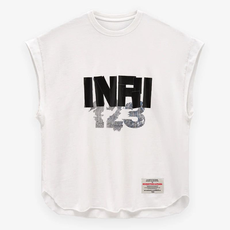Fear of God × RRR123 INRI Cut Off Tee – White / Grey