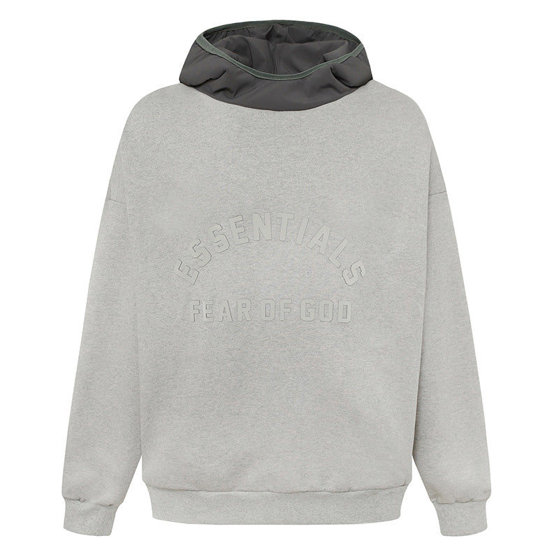Fear Of God Essentials Nylon-Lined Fleece Hoodie – Olive / Heather Grey / Light Grey