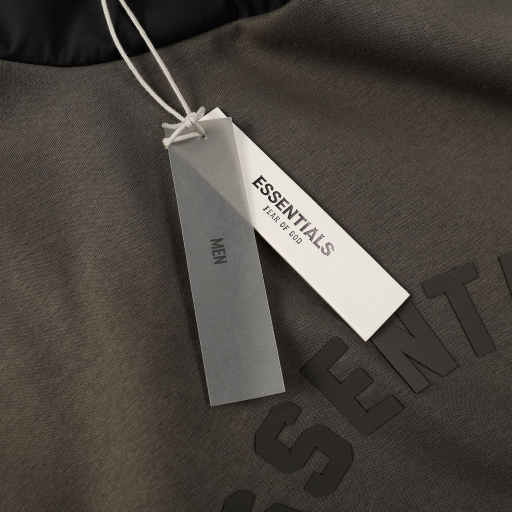 Fear Of God Essentials Nylon-Lined Fleece Hoodie – Olive / Heather Grey / Light Grey