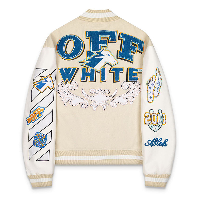OFF WHITE Applique Wool-Blend Bomber Jacket – Apricot
