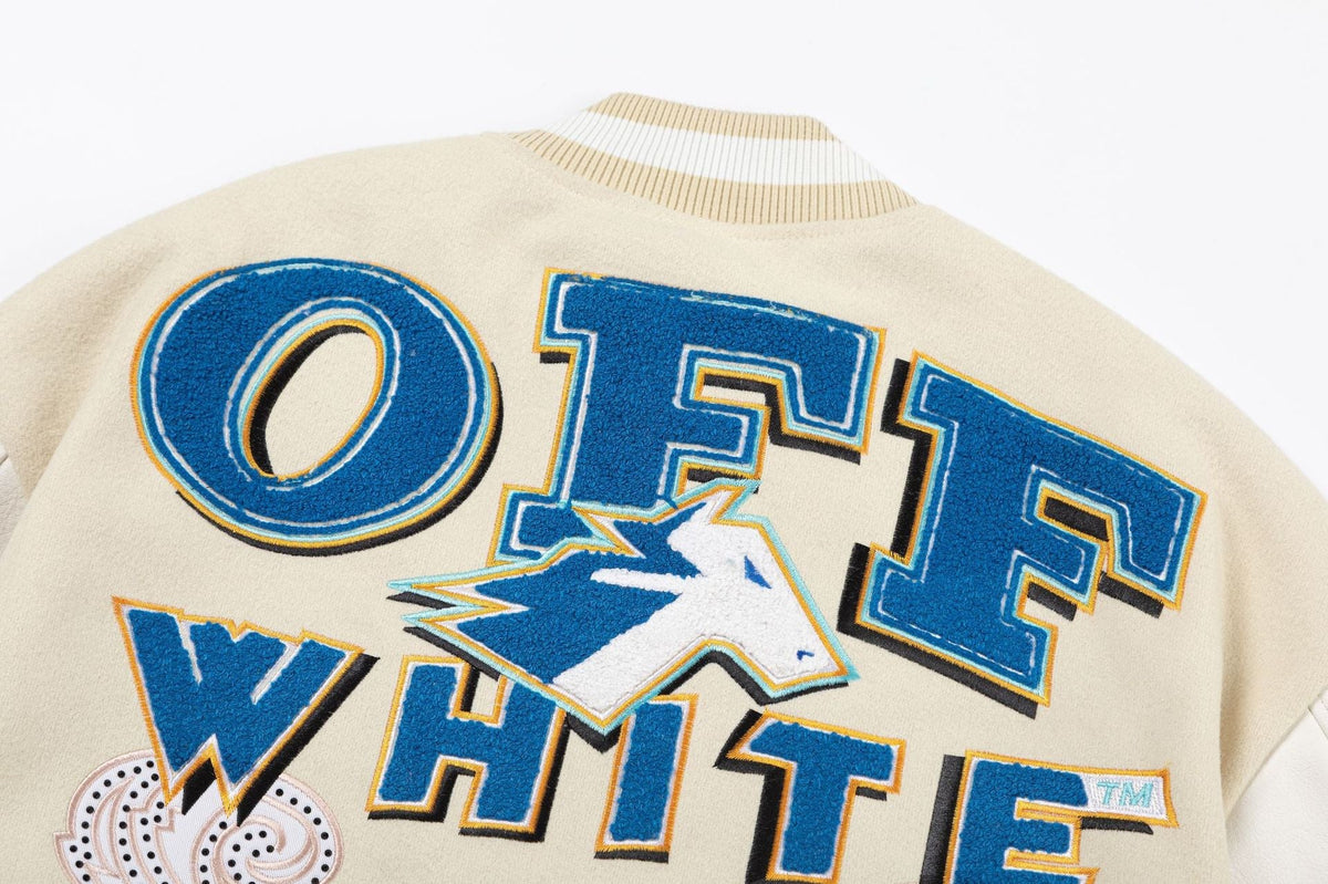 OFF WHITE Applique Wool-Blend Bomber Jacket – Apricot