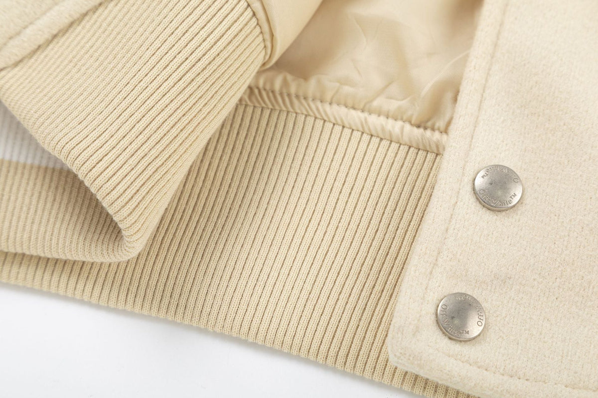 OFF WHITE Applique Wool-Blend Bomber Jacket – Apricot