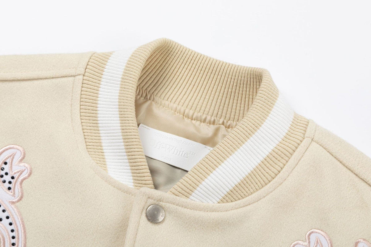 OFF WHITE Applique Wool-Blend Bomber Jacket – Apricot