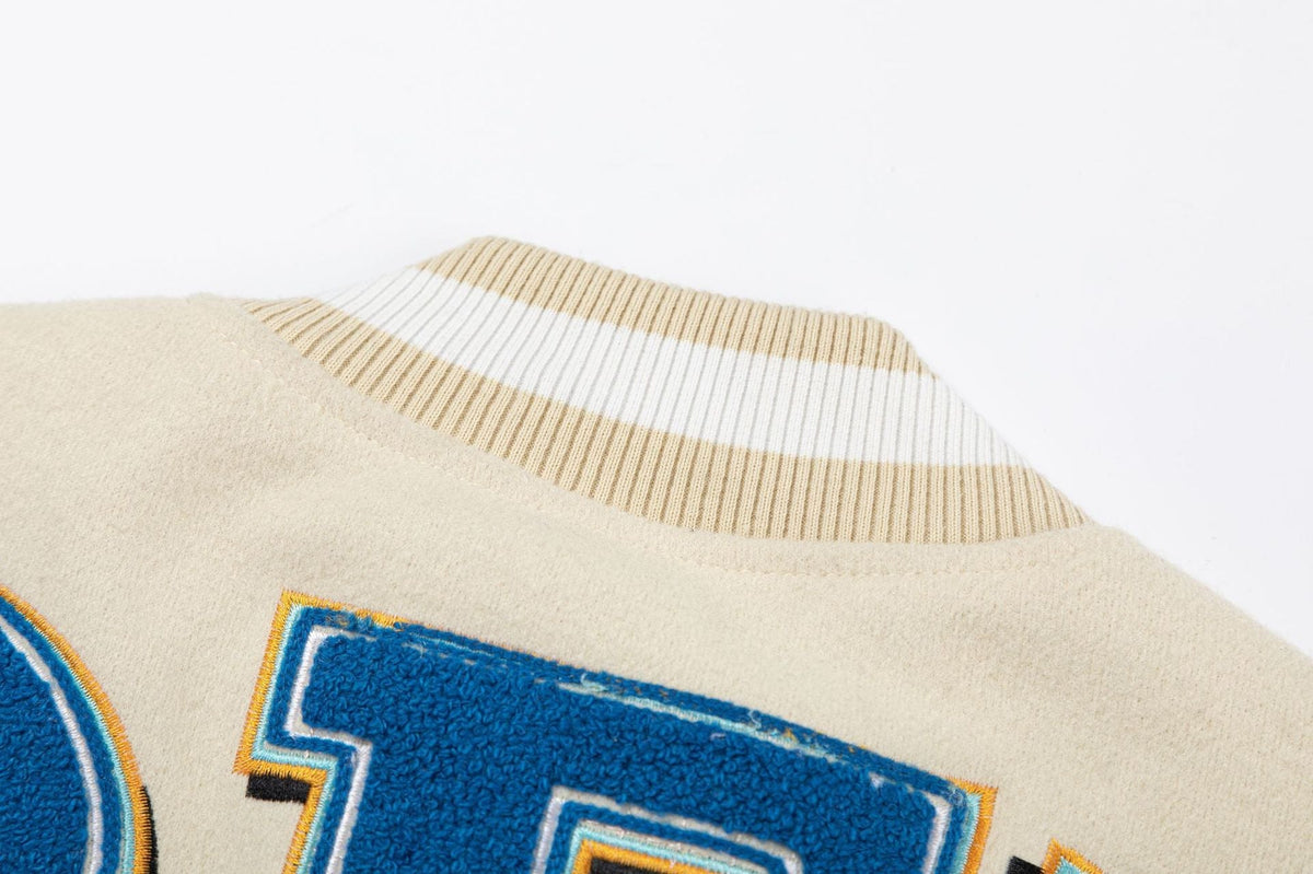 OFF WHITE Applique Wool-Blend Bomber Jacket – Apricot