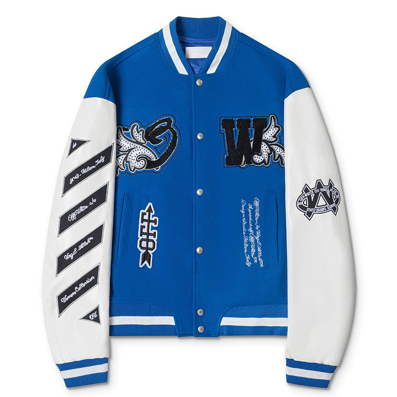 OFF WHITE Royal Varsity Jacket – Blue Edition