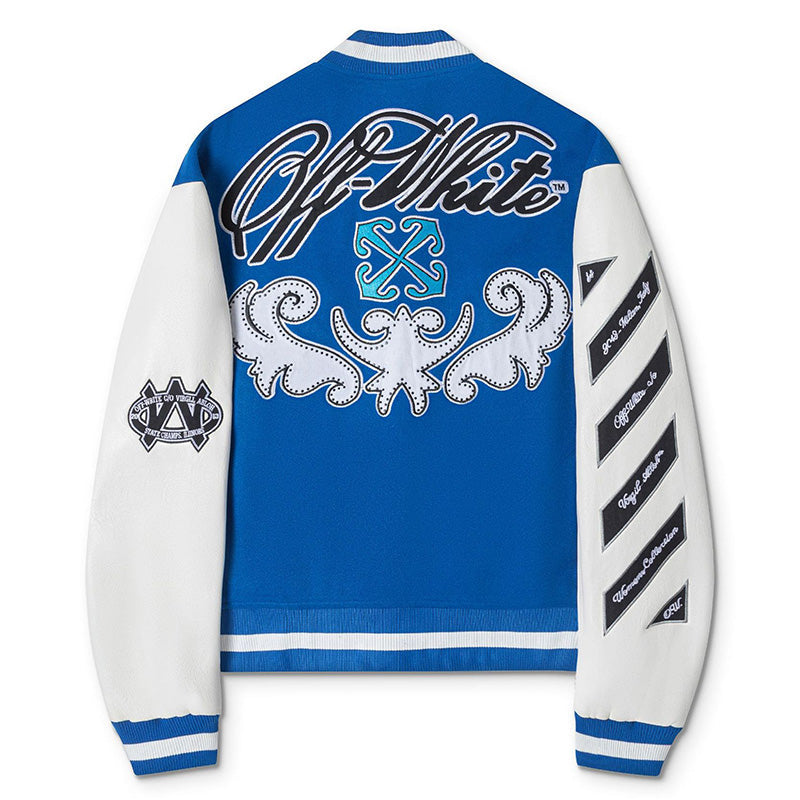 OFF WHITE Royal Varsity Jacket – Blue Edition