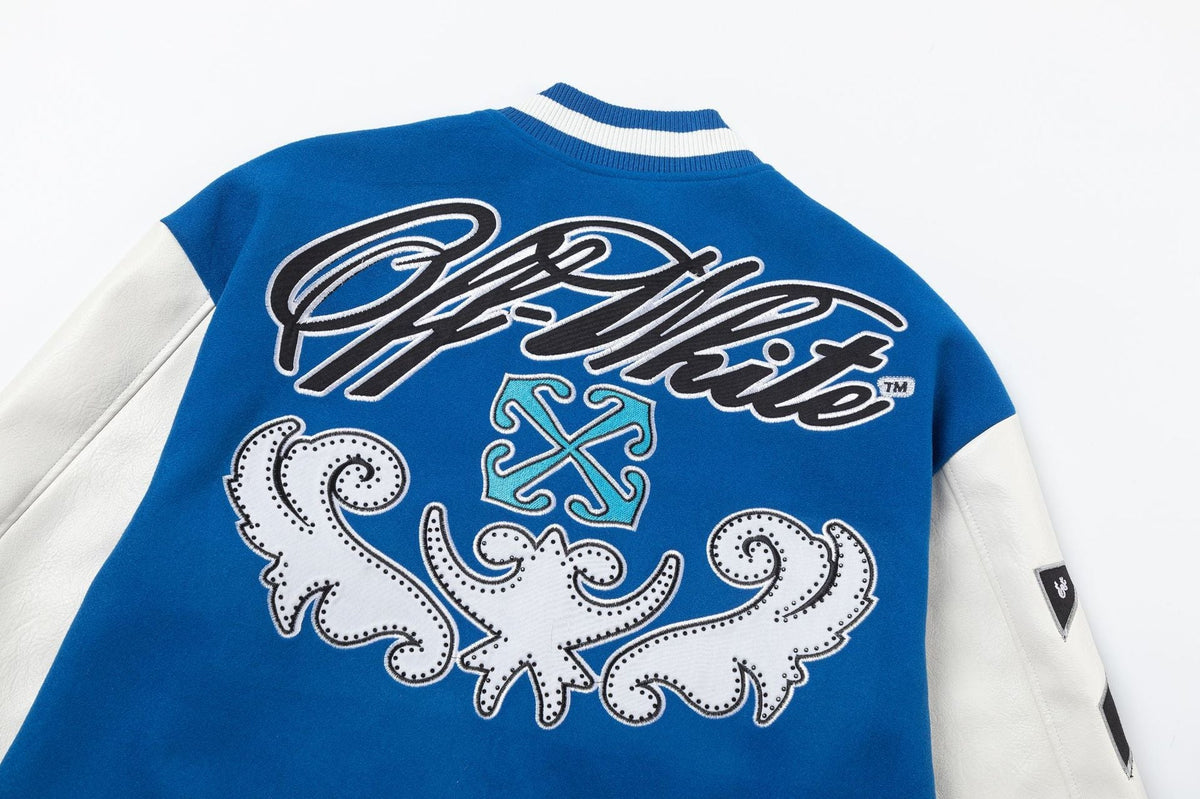 OFF WHITE Royal Varsity Jacket – Blue Edition
