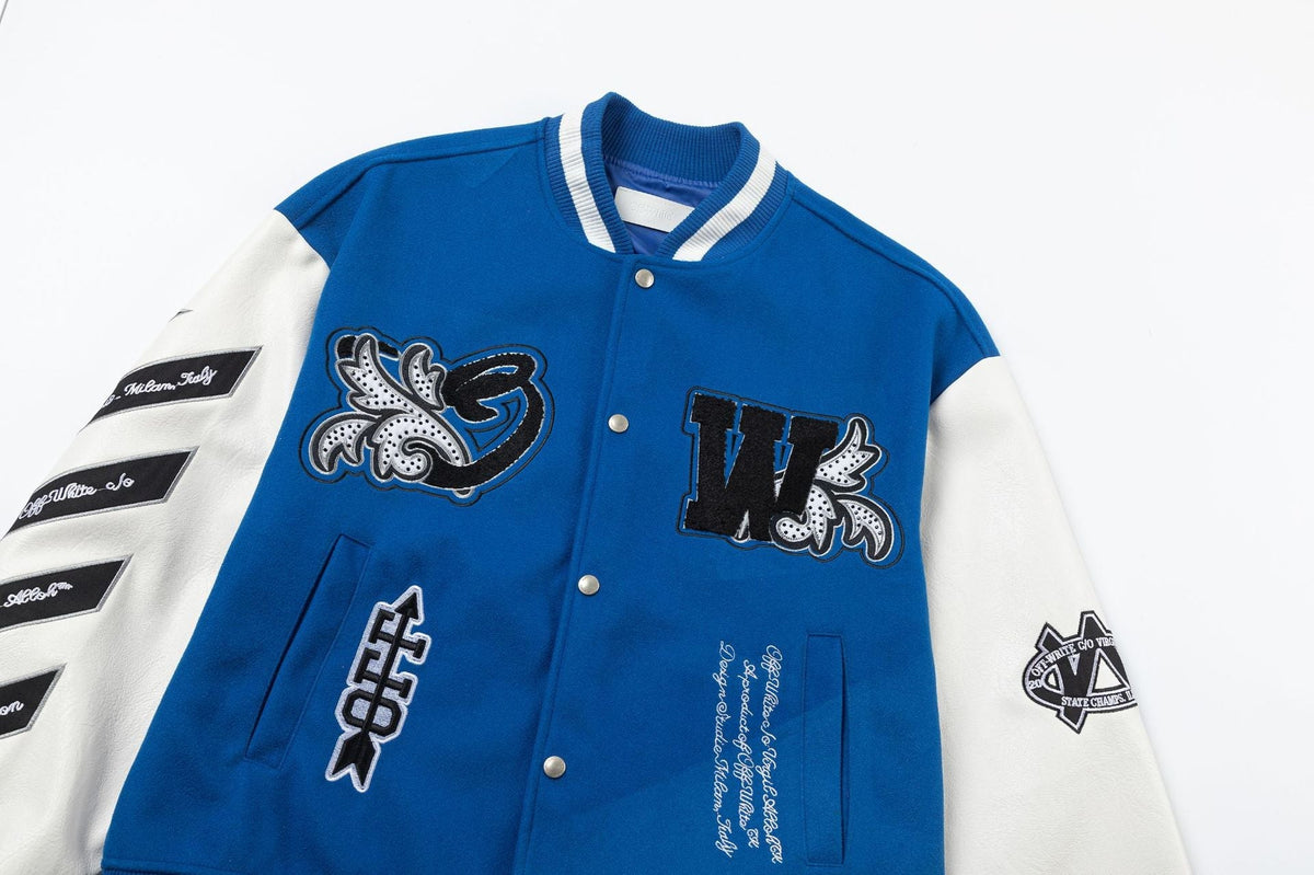 OFF WHITE Royal Varsity Jacket – Blue Edition