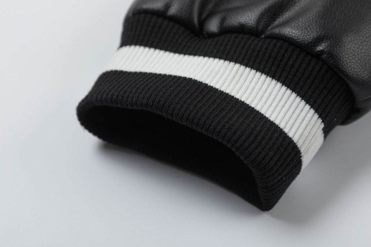OFF WHITE Contrast-Trim Leather Jacket – Black
