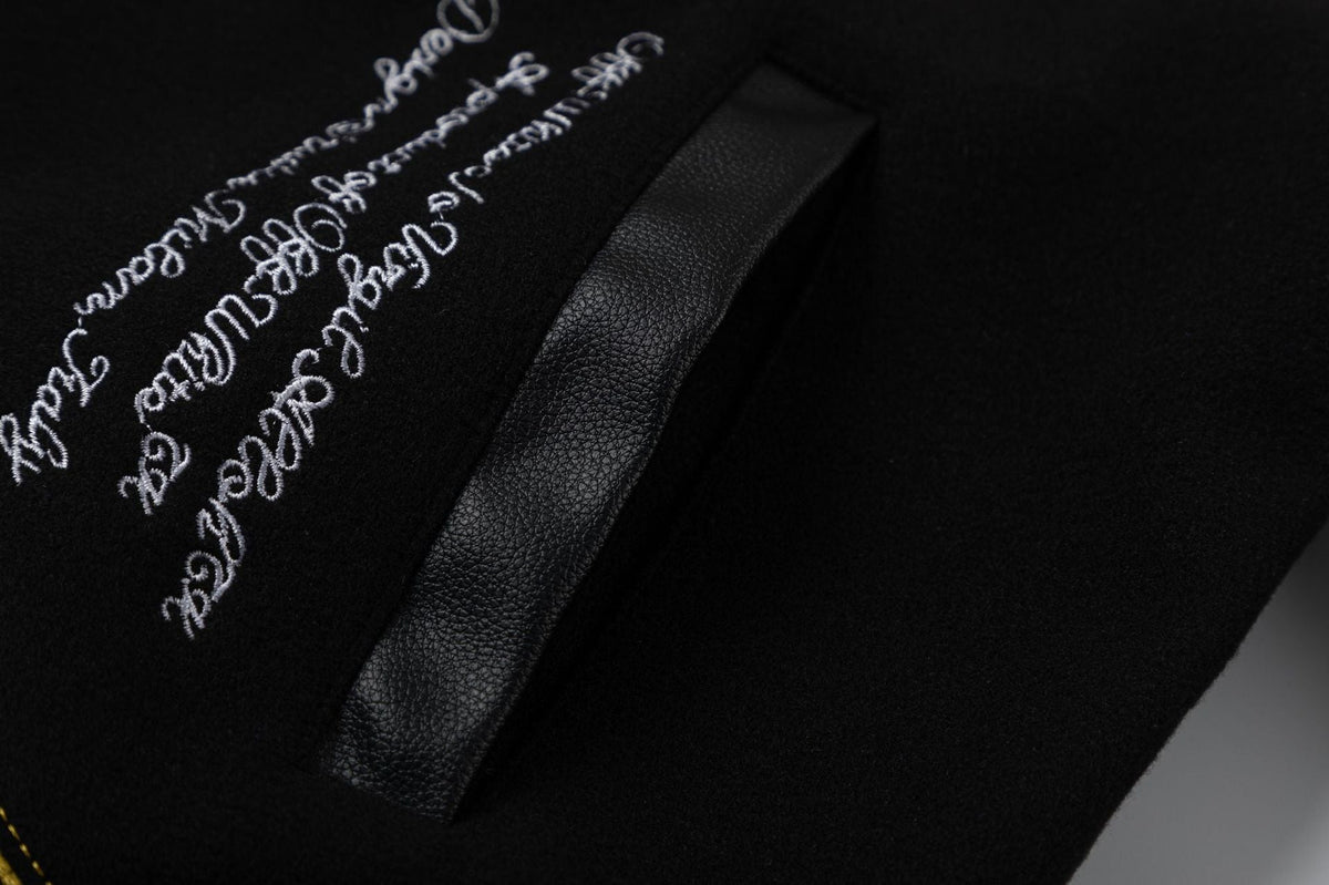 OFF WHITE Contrast-Trim Leather Jacket – Black