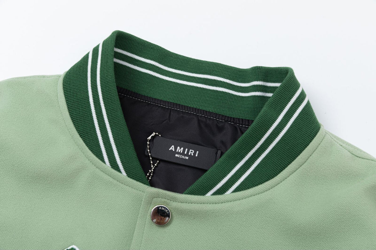 AMIRI Angel Branded Woven Varsity Jacket – Grass Green
