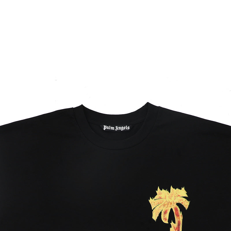 Palm Angels Burning Palm Tree Chest Logo Oversized T-Shirt