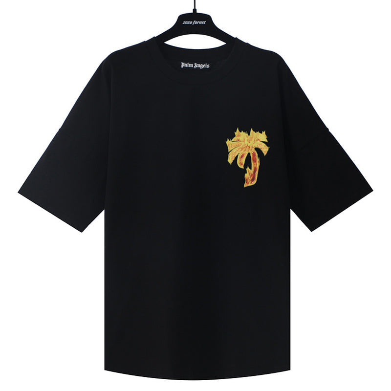 Palm Angels Burning Palm Tree Chest Logo Oversized T-Shirt