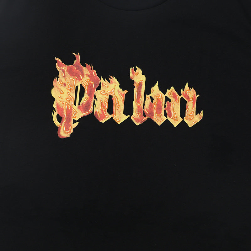 Palm Angels Burning Palm Flame Gothic Logo T-Shirt