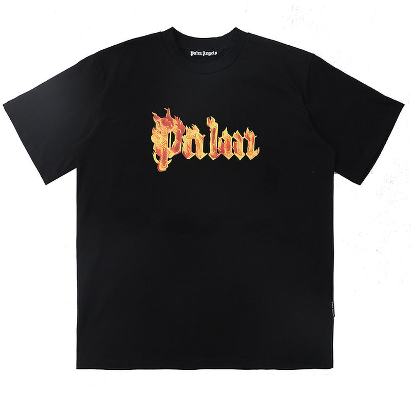Palm Angels Burning Palm Flame Gothic Logo T-Shirt