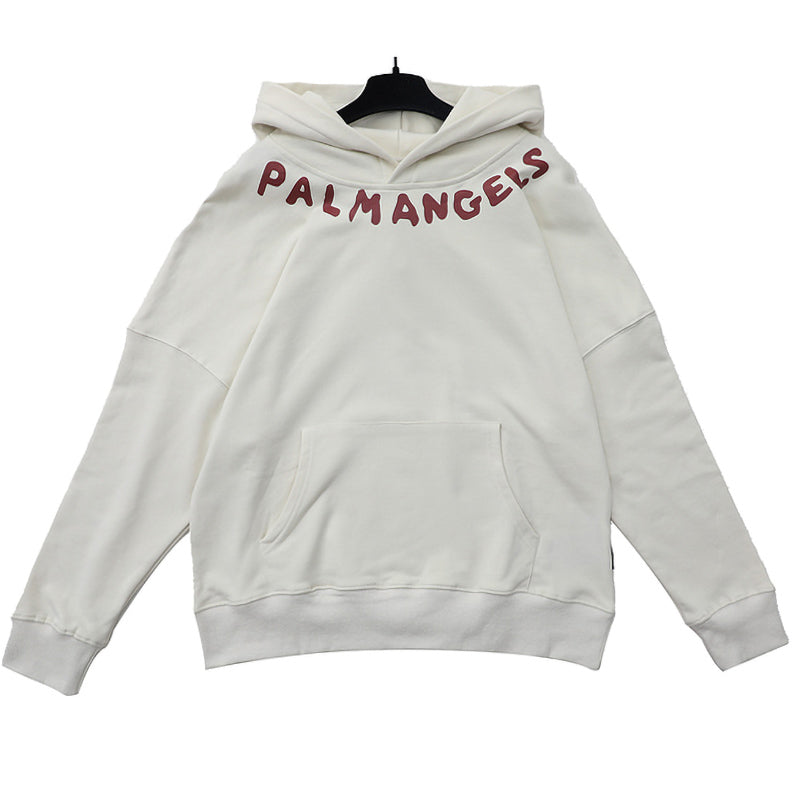 Palm Angels Seasonal Logo-Print Hoodie – White Men's Premium Cotton Hoodie