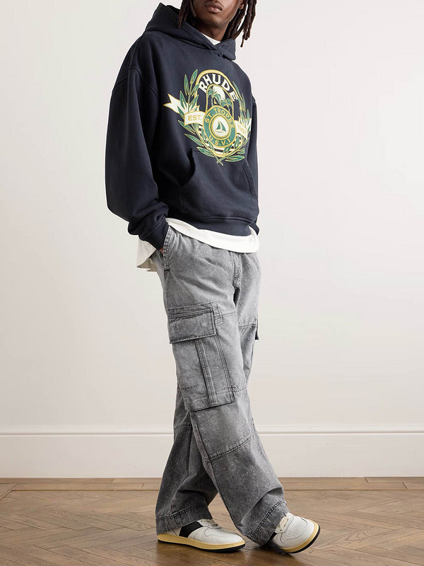 RHUDE St. Tropez Crest Logo Hoodie – Black