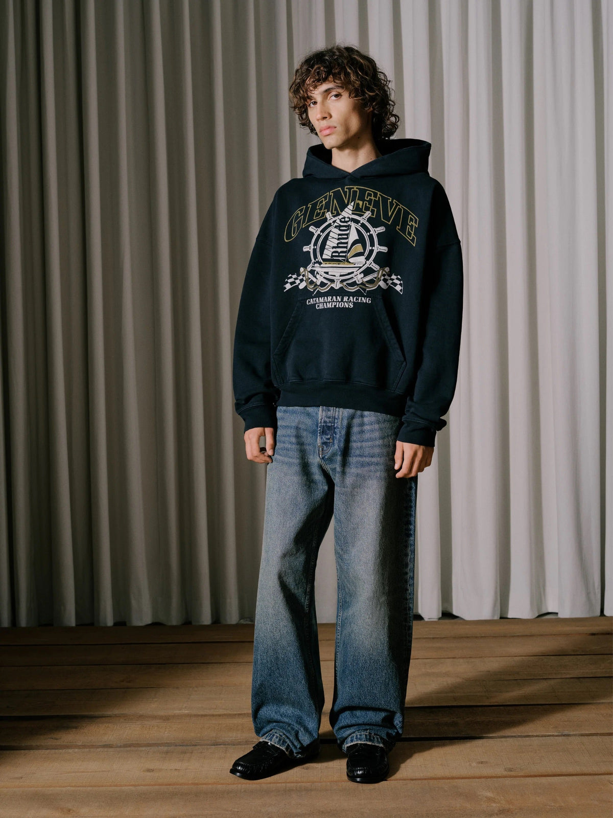 RHUDE Geneve Catamaran Racing Champions Graphic Hoodie – Black
