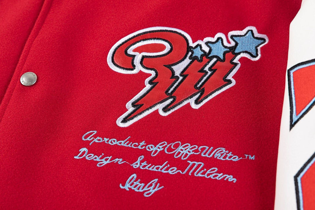 OFF WHITE Scorpio Wool Varsity Jacket – Red