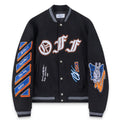 OFF WHITE Chenille-Logo Bomber Jacket – Black