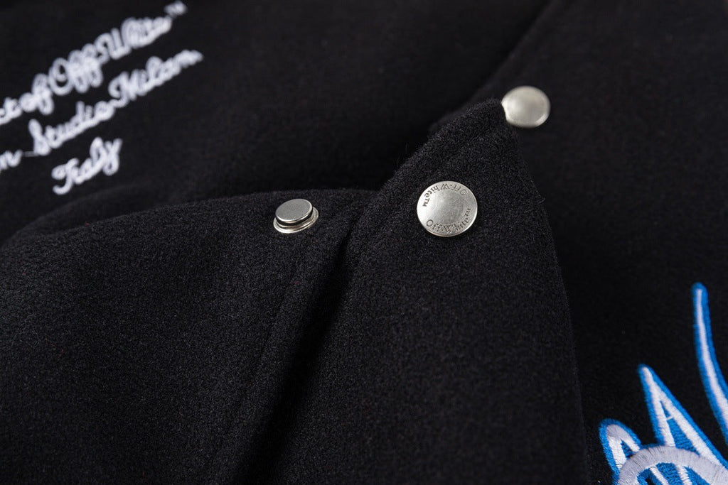 OFF WHITE Chenille-Logo Bomber Jacket – Black