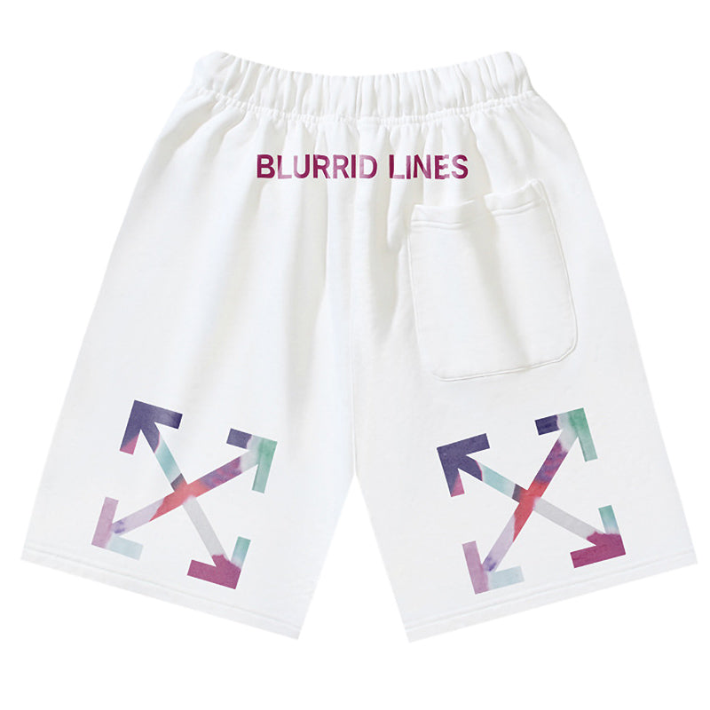OFF-WHITE "Blurrid Lines" Multicolor Arrow Patch Pocket Shorts