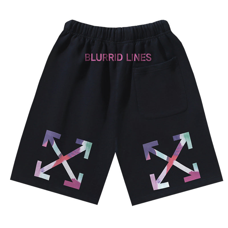 OFF-WHITE "Blurrid Lines" Multicolor Arrow Patch Pocket Shorts