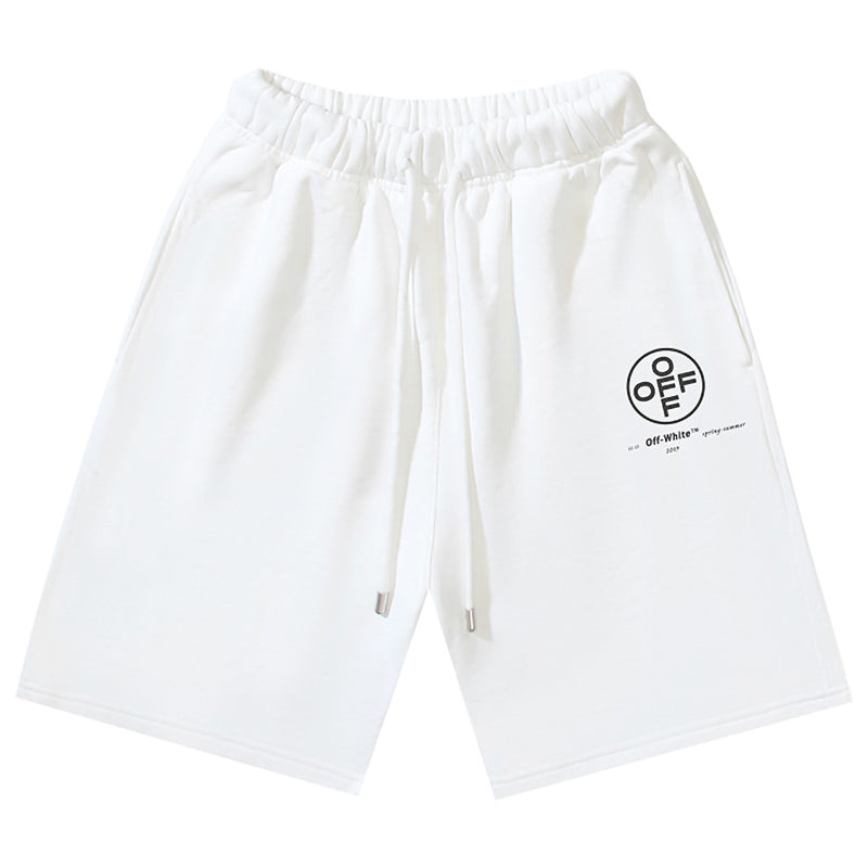 OFF-WHITE "Circle OFF" Badge Logo Cotton Sweatshorts