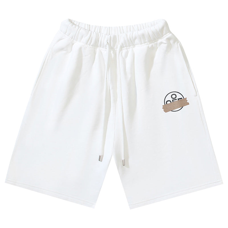 OFF-WHITE "Tape Circle" Deconstructed Logo Cotton Sweatshorts