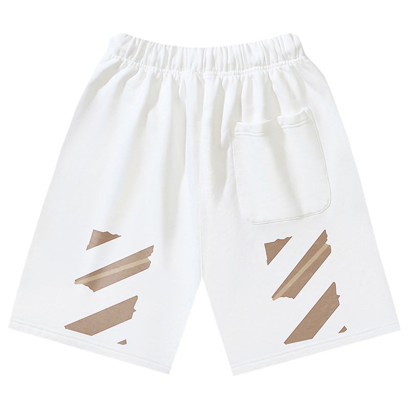 OFF-WHITE "Tape Circle" Deconstructed Logo Cotton Sweatshorts