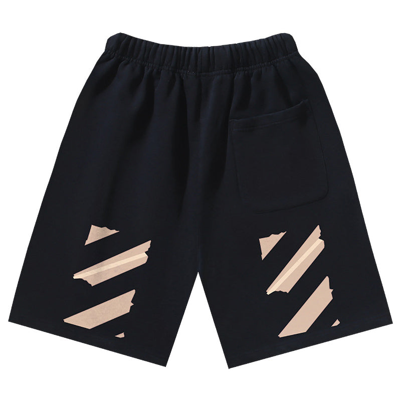 OFF-WHITE "Tape Circle" Deconstructed Logo Cotton Sweatshorts