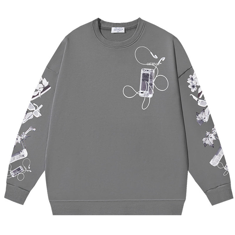 Off-White Logo-Print Cotton Crewneck Sweatshirt