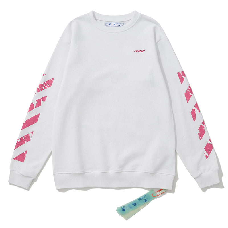 Off-White Diagonal Stripe Cotton Crewneck Sweatshirt