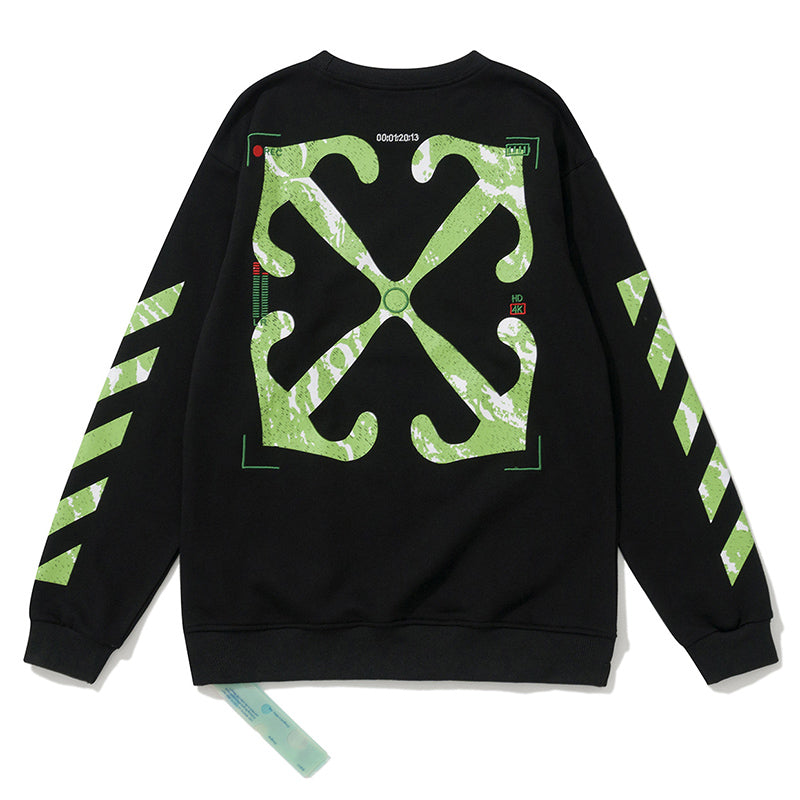 Off-White Diagonal Stripe Cotton Crewneck Sweatshirt