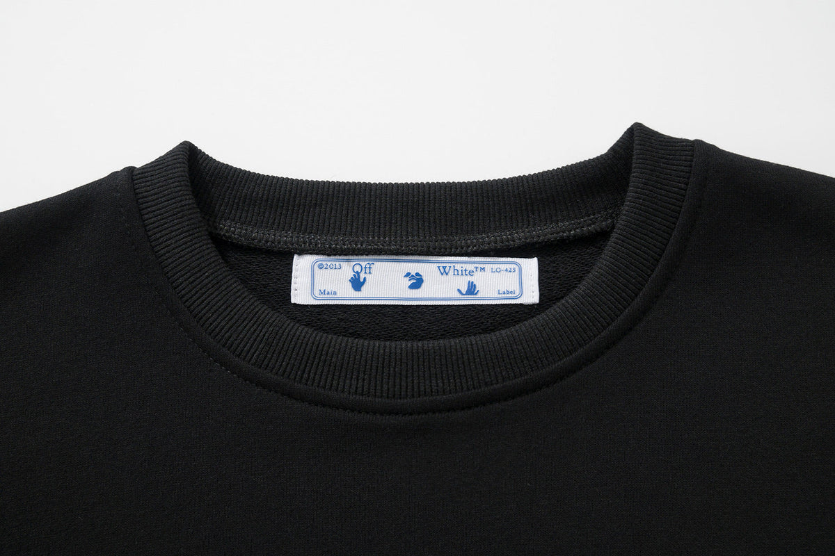 Off-White Diagonal Stripe Cotton Crewneck Sweatshirt