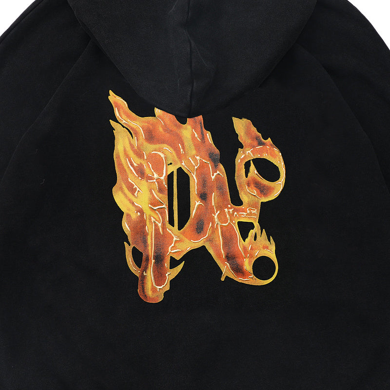 Palm Angels Burning Palm Cotton Hoodie – Black Men's Graphic Hoodie