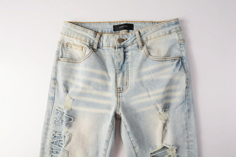 AMIRI Slim Fit Distressed Jeans – Full Length Denim