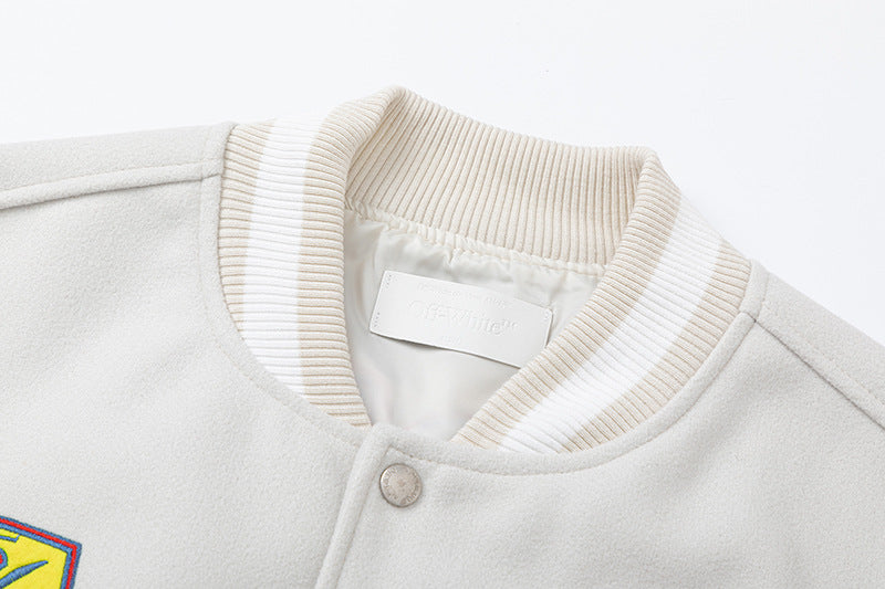 OFF WHITE WO Varsity Bomber Jacket – Loose Fit Streetwear