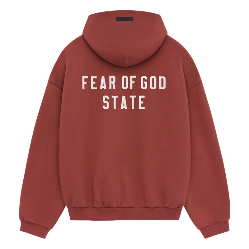 Fear Of God STATE Full-Zip Hoodie – Crimson Red