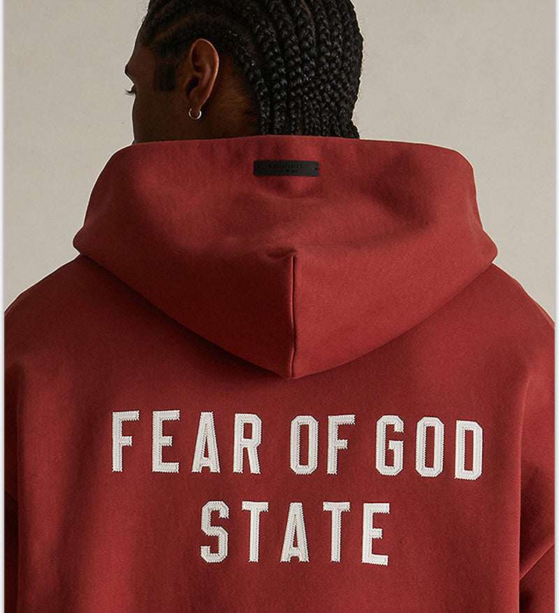 Fear Of God STATE Full-Zip Hoodie – Crimson Red