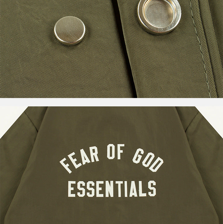 Fear Of God Essentials Arch Logo Hooded Jacket – Military Olive
