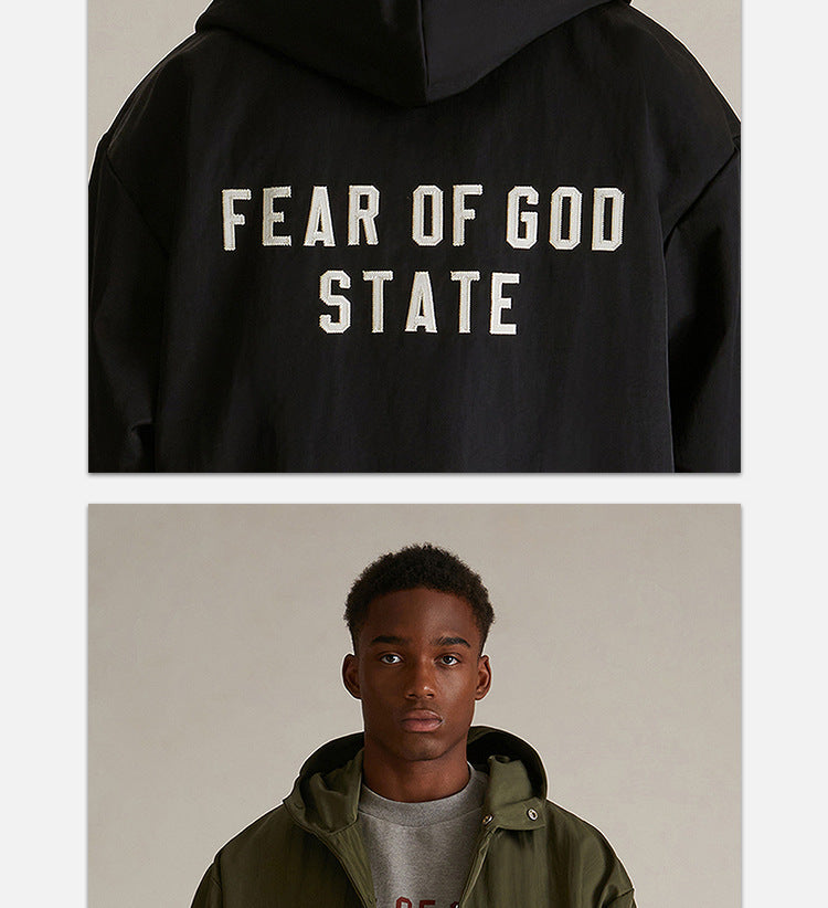 Fear Of God STATE Textured Nylon Hooded Jacket – Black