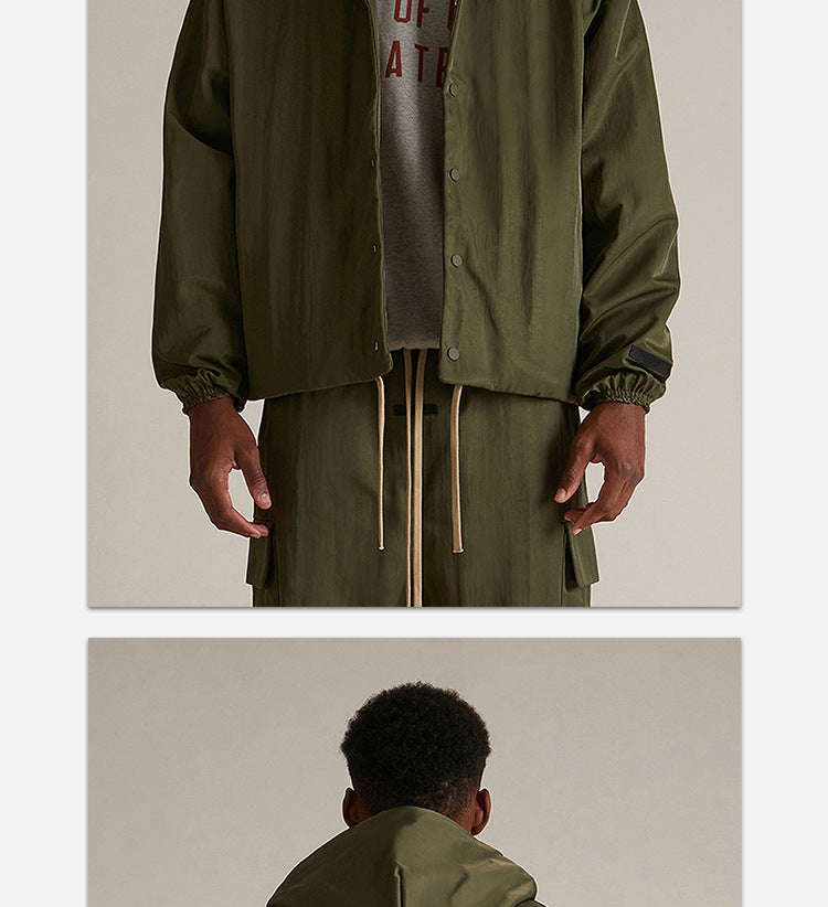 Fear Of God Essentials Arch Logo Hooded Jacket – Military Olive