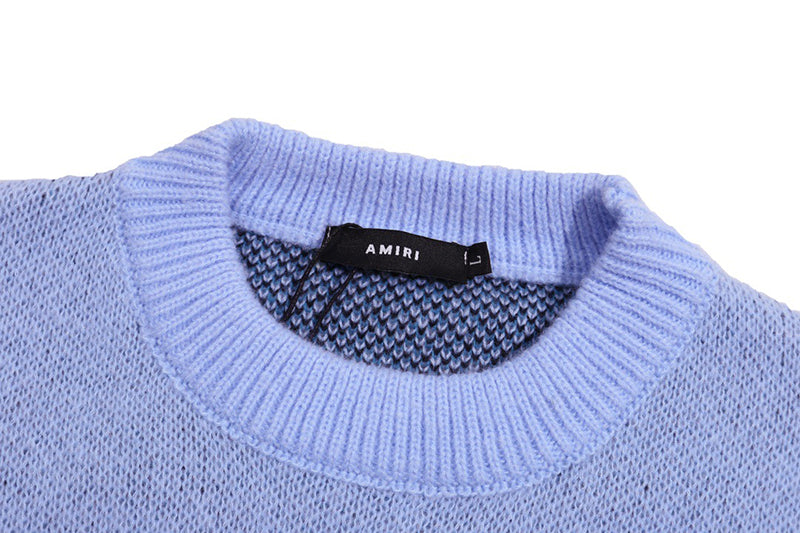 AMIRI PREEMO Logo Knitted Sweater – Blue