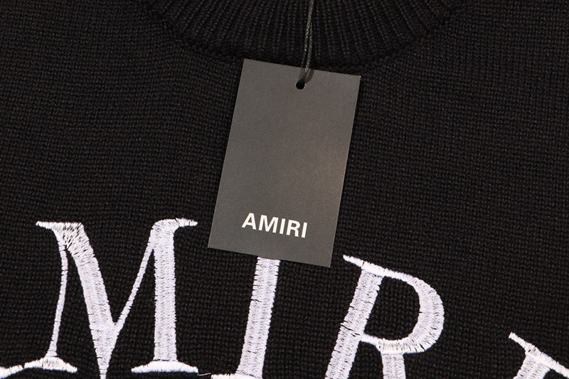AMIRI Logo Knitted Sweater – Black & Apricot