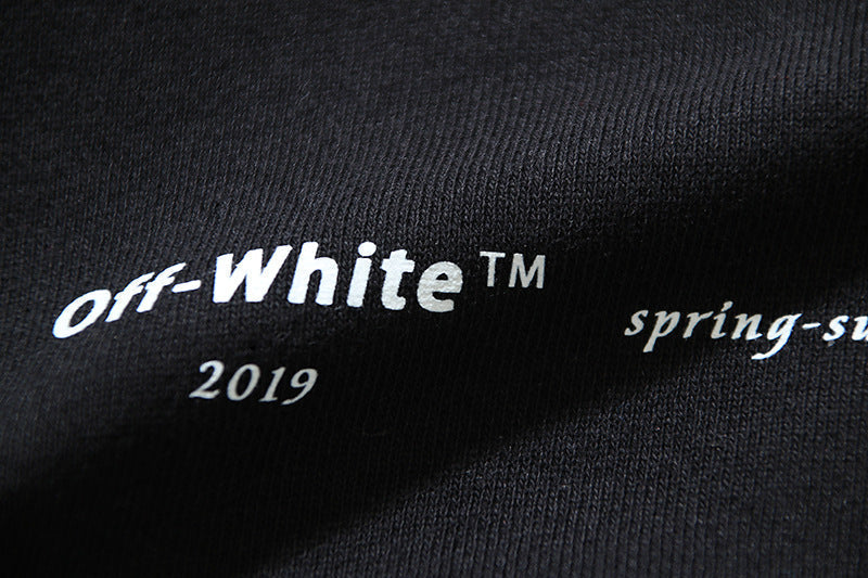 Off-White Logo Cotton Crewneck Sweatshirt — Black & White